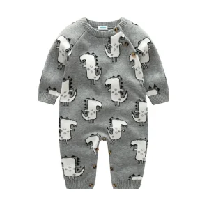 Baby Strick-Overall Langarm 'Funny Dinos'
