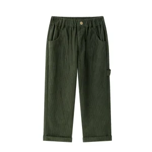 Weite Cordhose mit seitlichem Streifen grün