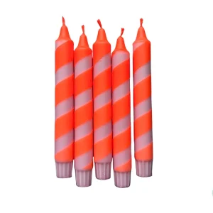 Dip Dye Kerzen 'Swirl neonorange-rosa'