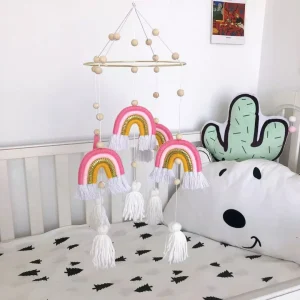 Baby Mobile Regenbogen rosa/gold